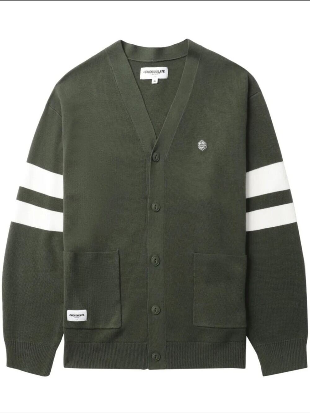 NWT CHOCOOLATE Logo-appliqué Striped Cardigan in Green